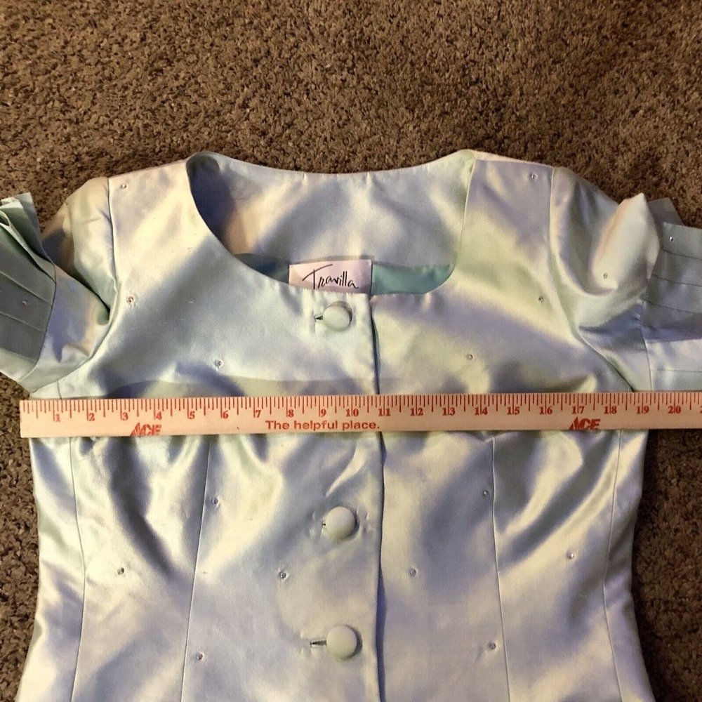 Vintage Travilla Skirt Suit Womens 10 Used Green Special Occasion - Picture 16 of 16